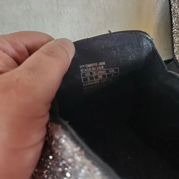 Michael Michael Kors Ivy Ombre Black Silver Glitter Slip On Tennis Shoes Size 5 - Picture 9 of 9